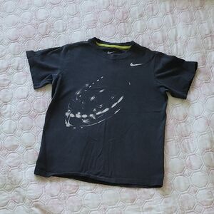 Nike Black Short-Sleeve Graphic Tee with White Swoosh